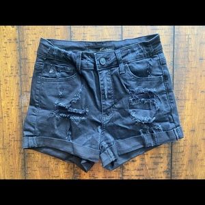 KanCan Black Distressed High Rise Denim Shorts Style Kc7082bk Size 3/25